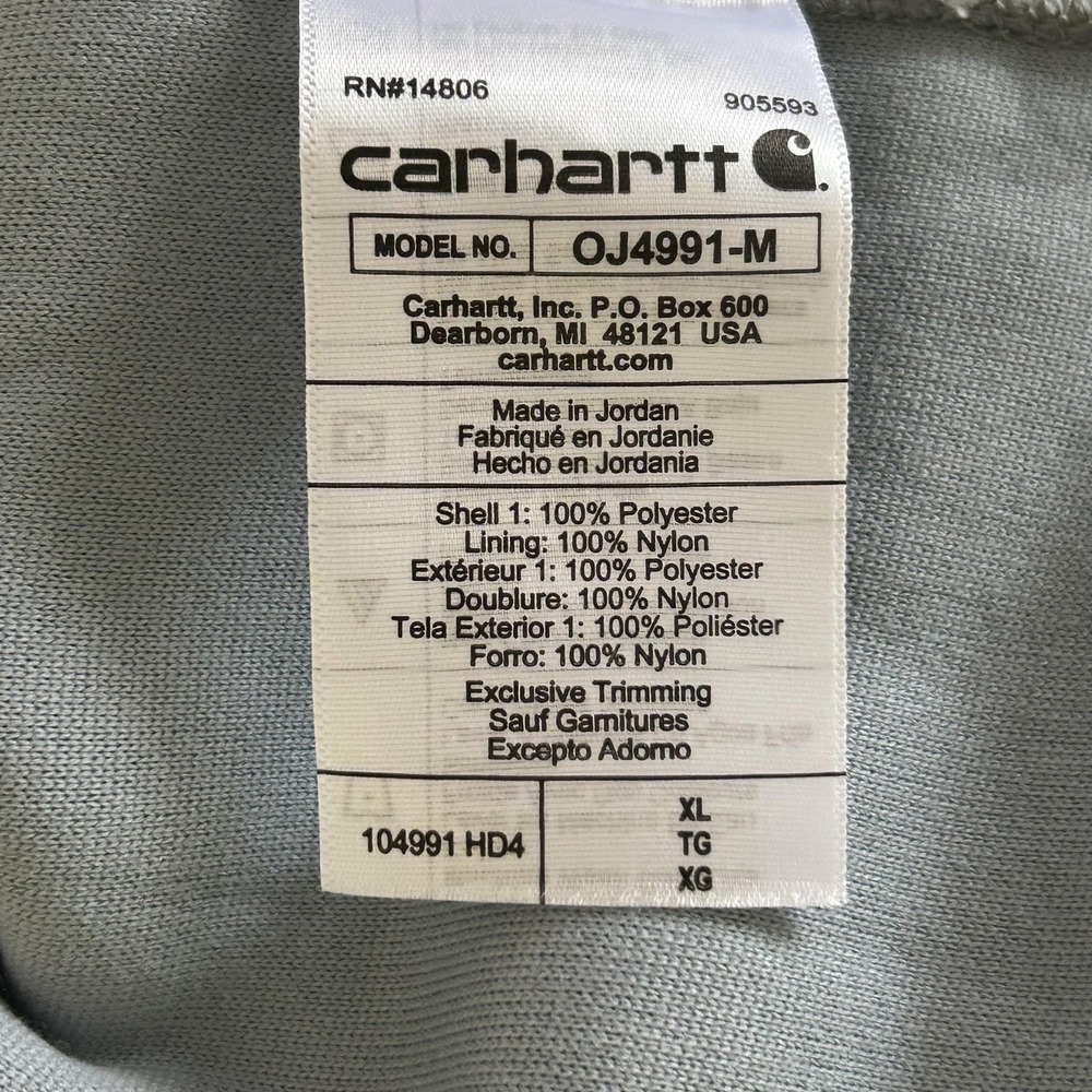 Carhartt Sweater Mens XL Blue Grey Fleece Pullover Relaxed Fit Front Pocket‎ - Picture 3 of 10